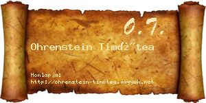 Ohrenstein Timótea névjegykártya